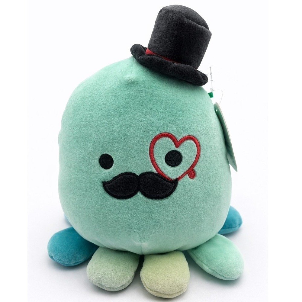 Squishmallows 8" Eiko the Octopus Plush with Top Hat Mustache Monocle NEW